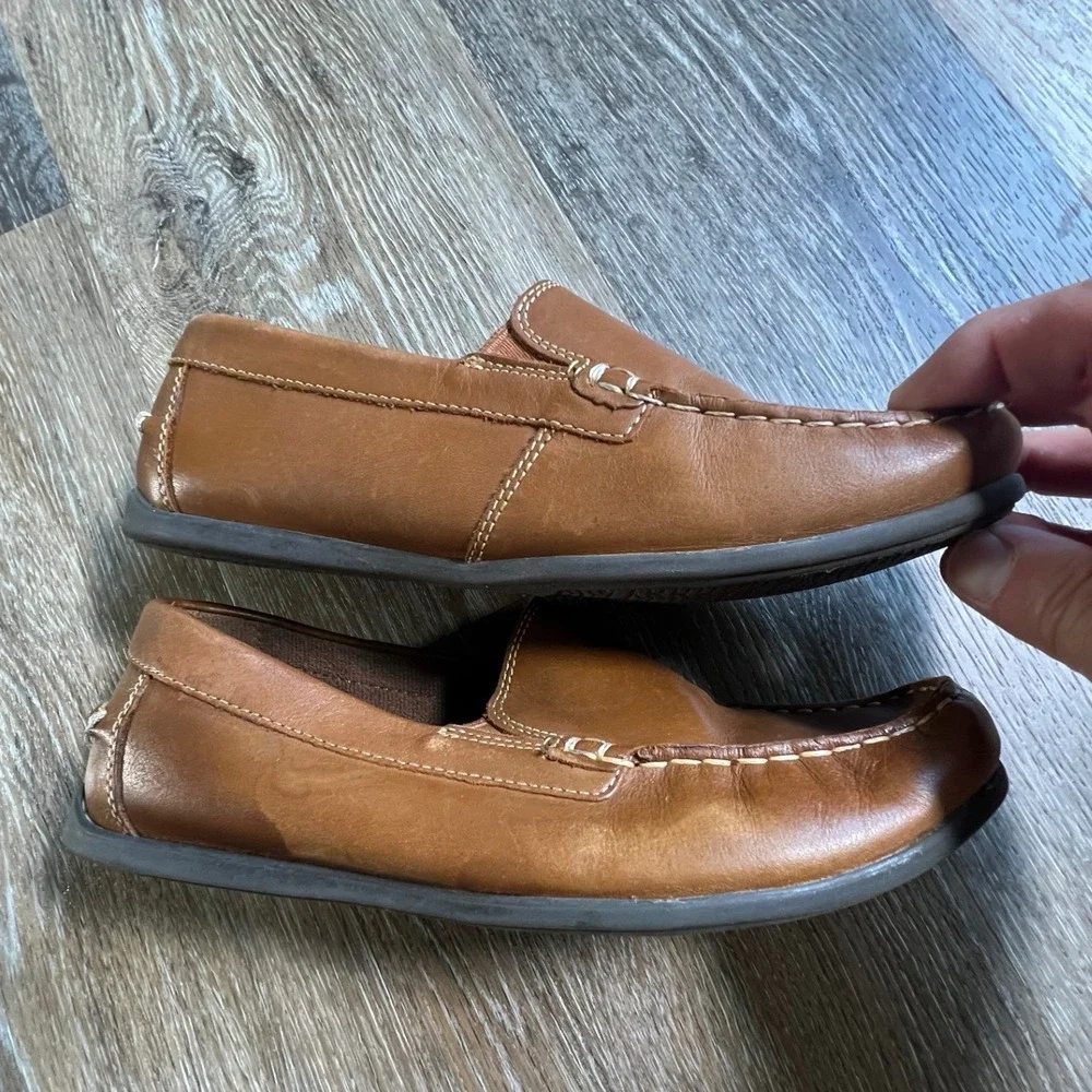 Florsheim Loafers Kids 6W Brown Leather Slip On Memory Foam Driving Mocs 16564